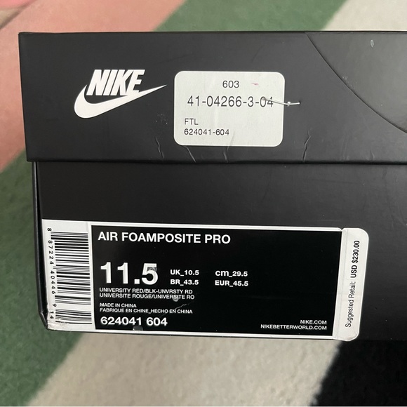 👟 11.5 Nike Air Foamposite Pro University Red - Picture 9 of 14